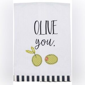NEW Glory Haus Fair Trade “Olive You” Handmade Kitchen Tea Towel